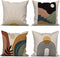 Boho Pillow Covers 16x16 Inch - Mid Century Sunrise Abstract Arch Linen Pillow Cases for Sofa, Set of 4 (No Inserts)