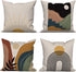 Boho Pillow Covers 16x16 Inch - Mid Century Sunrise Abstract Arch Linen Pillow Cases for Sofa, Set of 4 (No Inserts)