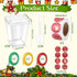 LemonRoad 50 Pack 5 oz 500 Stickers(8 3 Plastic Dessert Cups with Lids and Spoons, Round Designs), Rolls Curling Ribbon