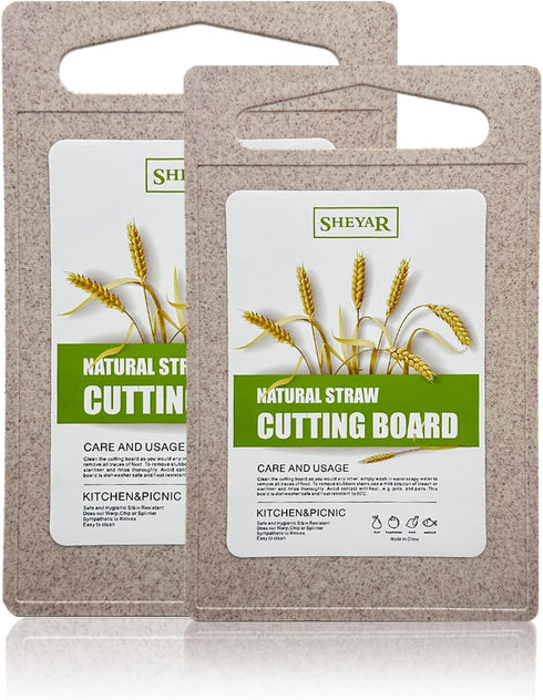 2PCS Wheat Straw Fiber Cutting Board Set for Kitchen, Eco-friendly, Non-slip, Dishwasher Safe (S+M)