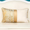 Alerfa 12 x 20 Inch Khaki White Geometric Striped Gold Leather Patchwork Velvet Cushion Case for Couch Sofa