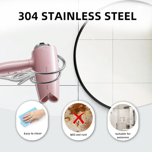 Bathroom Hair Dryer Holder, Wall Mount Hair Care Tools Holder, Chrome Finished Stainless Steel