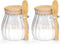 2Pcs Sugar Container with Bamboo Lid, 15oz Glass Jar for Coffee Bar Accessories, Refillable Design