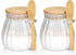 2Pcs Sugar Container with Bamboo Lid, 15oz Glass Jar for Coffee Bar Accessories, Refillable Design