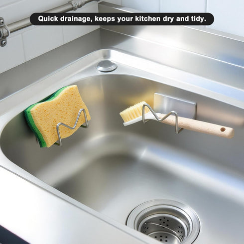 2-Pack SUS304 Luckyiren Stainless Steel Sponge Holder, Kitchen Sink Caddy Organizer, Rustproof, Brushed Finish
