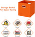 Set of 3 Fabric Cubby Storage Bins, 13x13x13 Inches, Foldable Organizer Bins with Dual Handles, Orange