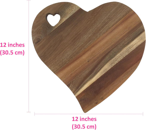 Heart Shaped Charcuterie Board, Unique Wooden Cutting Board for Meat and Cheese Platter, Acacia Wood