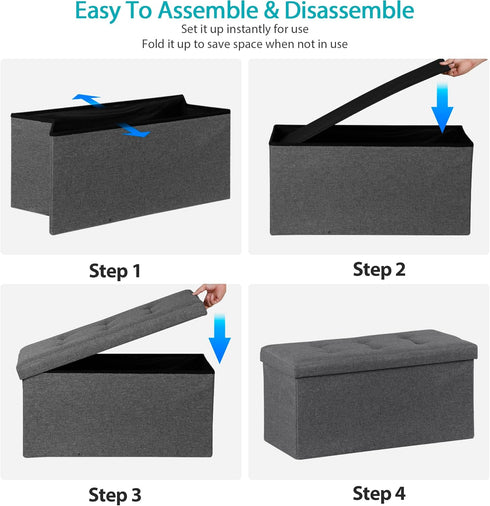 30Inches 660 lbs, ZenStyle Storage Ottoman Bench, Folding Footrest Padded Seat, Storage Chest Long Shoes Bench