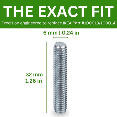 Spare Hardware Parts Bunk Bed Threaded Screw, Replacement for IKEA Part #100013/100014, Pack of 4