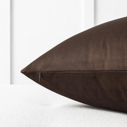 Mixhug Set of 2 Cozy Velvet Square Decorative Throw Pillow Covers, Coffee Brown, 18 x 18 Inches for Couch and Bed