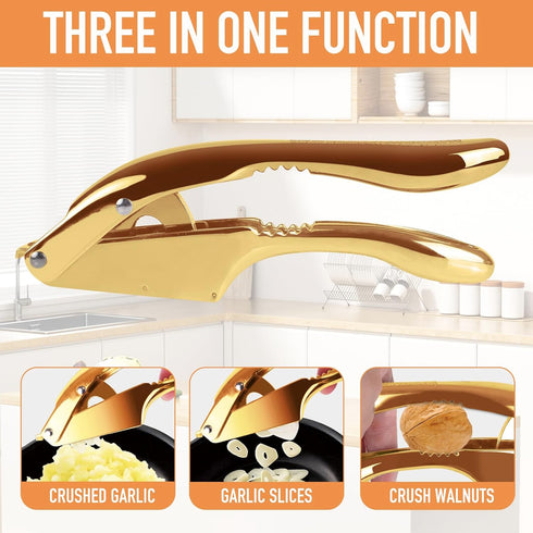 2 1,Effortlessly Garlic press and slicer in Crush, Slice, and Mince Garlic,with this Versatile Kitchen Tool - Perfect