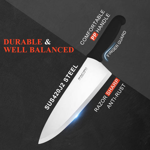 Chef Knife, 10 inch High Carbon Stainless Steel Kitchen Knife with Ergonomic Handle for Household or Business