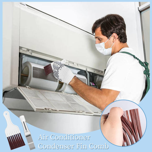 Pimoys 3 in 1 Set Air Conditioner Fin Comb with 1 Stainless Steel AC Coil Cleaner & 2 Evaporator Brushes
