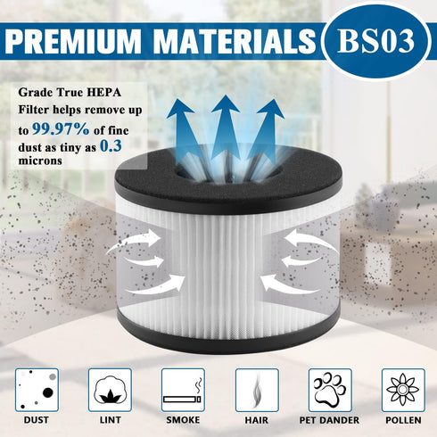 Improvedhand BS-03 HEPA Filter Replacement - Pack of 2 for PARTU Air Purifier Part U and Part X