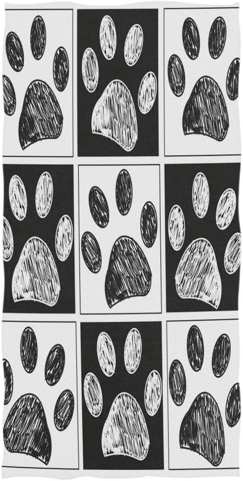 Wamika Large Hand Towels, Doodle Black White Dog Pattern, Ultra Soft, Highly Absorbent, 16x30 in, Multipurpose Bath
