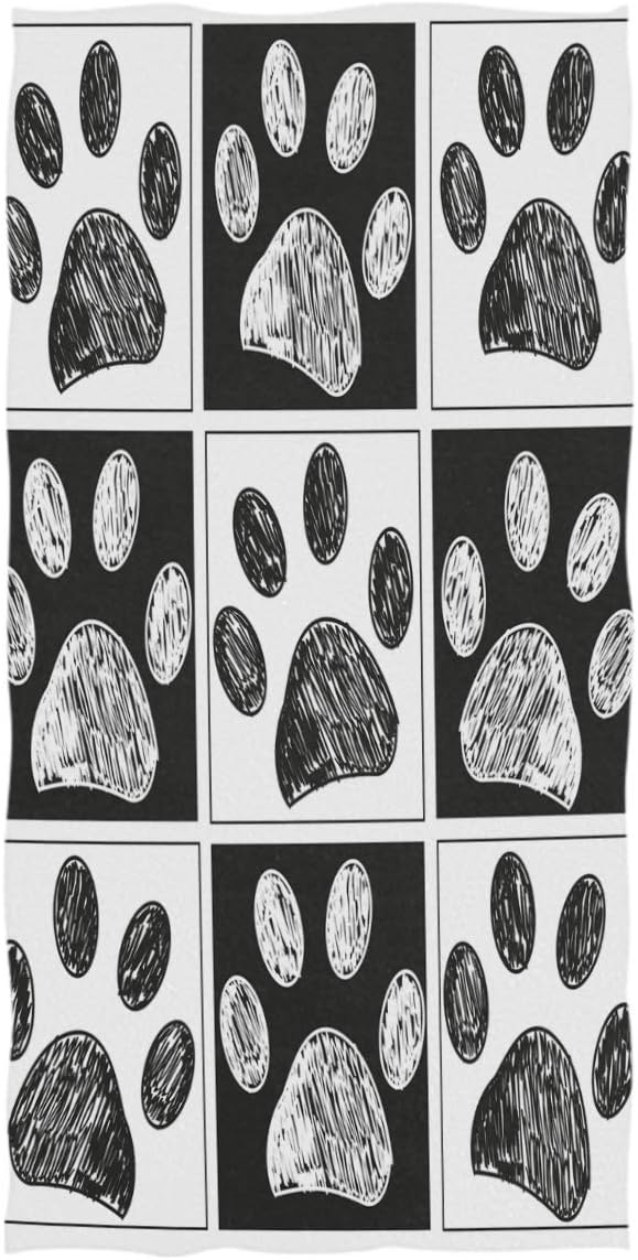 Wamika Large Hand Towels, Doodle Black White Dog Pattern, Ultra Soft, Highly Absorbent, 16x30 in, Multipurpose Bath