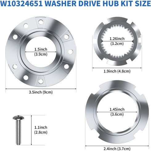 Upgraded W10324651 Hub Replacement Kit for Whirlpool Maytag Kenmore, Replaces W10528947 Metal Washer Basket Drive Hub