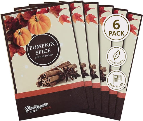 Floral Simplicity Pumpkin Spice Scented Sachets Pack of 6, Fall & Winter