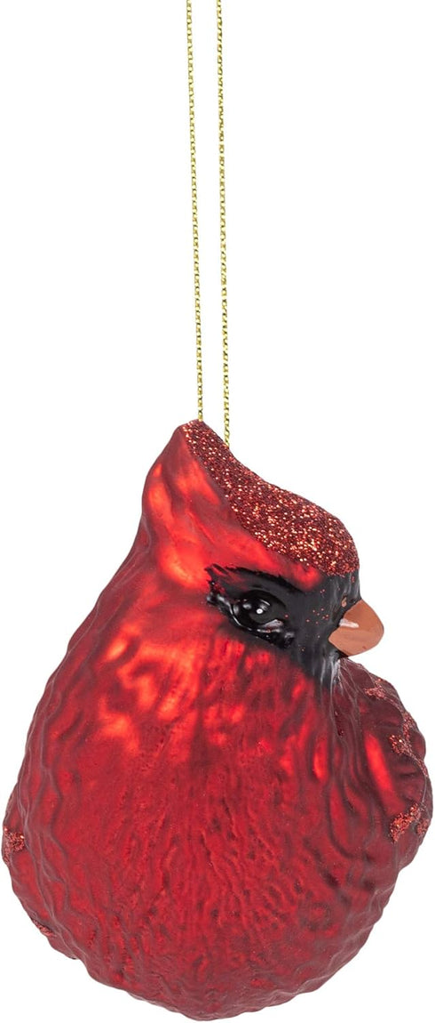 Raz Imports Red Cardinal Bird Glass Christmas Tree Ornament - 5.25 Inch