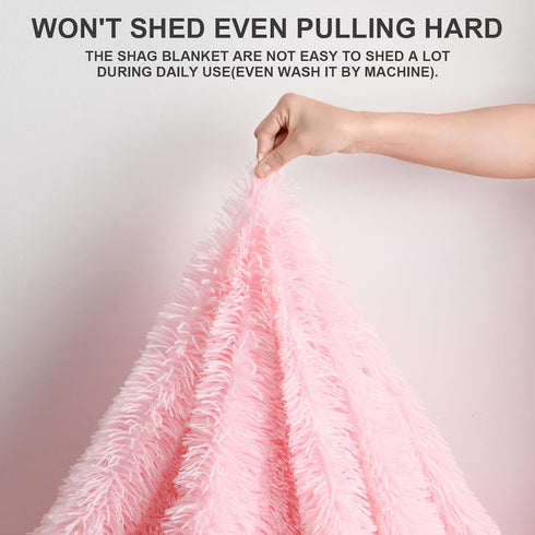 Cozy 60"x80" BENRON Baby Pink Throw Blankets, Soft Shaggy Plush Sherpa Blankets, Lightweight Fluffy Faux Fur Blankets