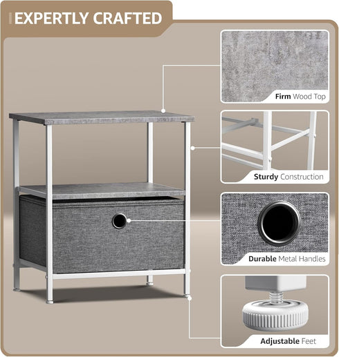 1-Drawer Closets, Sorbus Nightstand Shelf Storage - Bedside Furniture & End Table Chest Dresser with Steel Frame, Wood