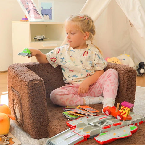 2-in-1 ALIMORDEN Toddler Couch Foldable Cuddly Chair, Soft Foam Chair Lightweight for Boys & Girls, Playroom or Living