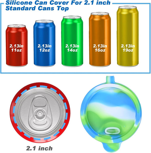 4 Pack Silicone Soda Can Cover Lids, Reusable Beverage Can Covers for Soda, Beer, Juice, Fits Standard Cans (ST-2)