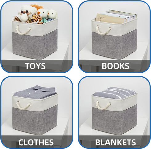 Temary 12 Inch Fabric Storage Baskets, Storage Cubes with Handle, Large Baskets for Clothes, Books, Blankets