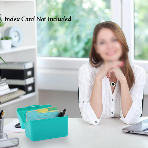 BTSKY 1 Pack 4 x 6 inch Index Card Box - Plastic Storage Organizer for Recipes, Note Cards, Flashcards, Green (Not