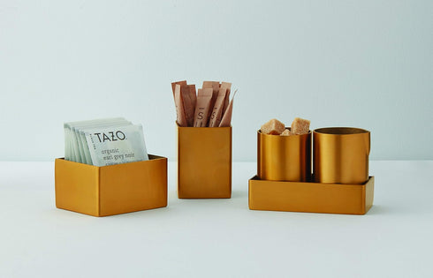 American Metalcraft GSPH2 Round Gold Sugar Packet Holder - Satin Finish