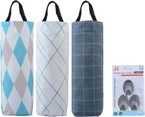 Sulimy Plastic Bag Holder Dispensers Folding Garbage Bags 3pcs Hanging Storage Bag Cotton