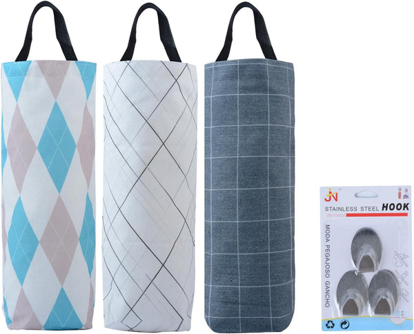 Sulimy Plastic Bag Holder Dispensers Folding Garbage Bags 3pcs Hanging Storage Bag Cotton