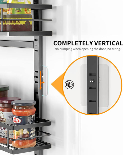 Moforoco 6-Tier Over The Door Pantry Organizer, Black Hanging Basket Cabinet Door Wall Spice Rack Shelves