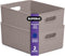 Superio Ribbed Collection - Decorative Plastic Open Storage Bins, Large Taupe (2 Pack), 15 Liter/16 Quart