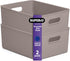 Superio Ribbed Collection - Decorative Plastic Open Storage Bins, Large Taupe (2 Pack), 15 Liter/16 Quart