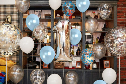 12 Inch 36 Treasures Gifted Metallic Light Blue Balloons - Baby Blue Balloons, Pastel Blue Balloons - Pastel Latex