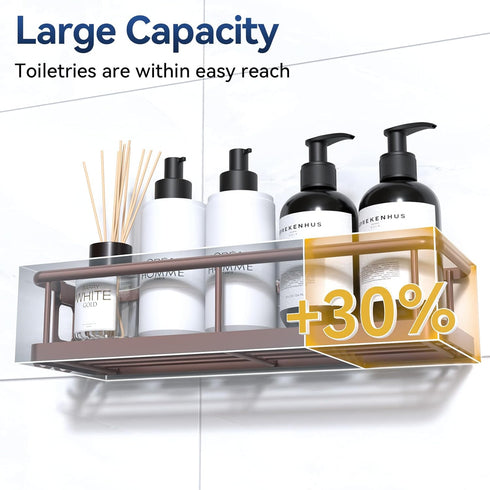 2 Pack YASONIC Shower Caddy Adhesive, No Drill Bathroom Shower Organizers, with Removable Hooks, Rust Proof Shower