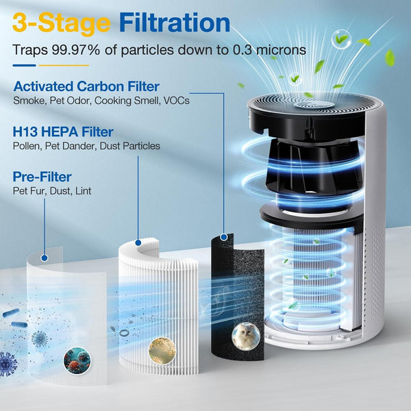 D10 Replacement Filter for Tailulu D10 HEPA Air Purifier, 3-in-1 H13 Grade, 2 Pack