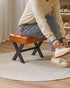 12" WBD012J IBUYKE Small H Footrest Stool, Square PU Foot Stool with Metal X-Leg, Multi-Use as Small Side Table, Step