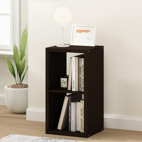 Furinno Cubicle Open Back Decorative Cube Storage Organizer - 2, Dark Oak