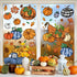6 Sheets Fall Window Clings, Double-Sided Window Stickers with Orange Maple Leaves Pumpkins for Thanksgiving Home