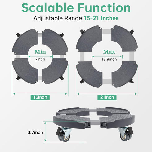 16-20 Inch, W B D WEIBIDA Round Dolly with Wheels Heavy Duty, Adjustable Pot Dolly Large Plant Mover Indoor Outdoor
