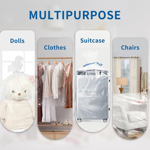 Jumbo Clear Storage Bags, Pack of 6, 40" x 60" XXL Dustproof Suitcase Bags, Waterproof Storage Bag for Luggage, Moistureproof Storage Bag for Chairs, Air Purifier, Evaporative Cooler and More by Xsourcer