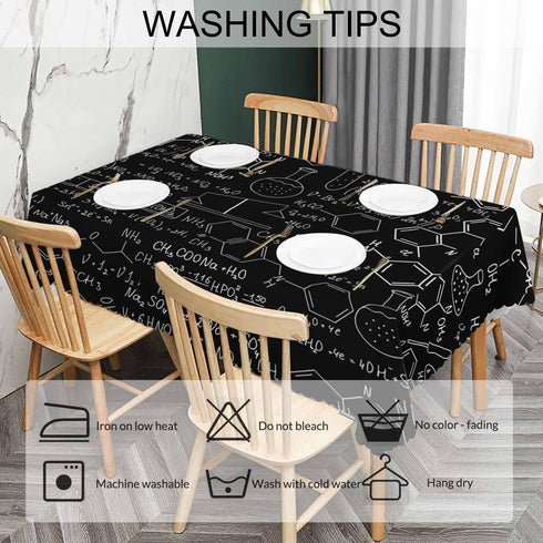 Beabes Tablecloth Chemistry, Rectangular Cover with Chemistry Formulas for Dining, Hotel, Coffee Parties, 52x70 Inch