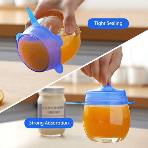 JIGUOOR 6 Pack Silicone Stretch Lids, Reusable Food Storage Covers, 6 Sizes, Microwave Safe, Easy Clean