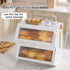 Countertop, Counter WOWLIVE Double Layer Bread Box for Kitchen Large Bamboo Bread Storage Container for Homemade Bread