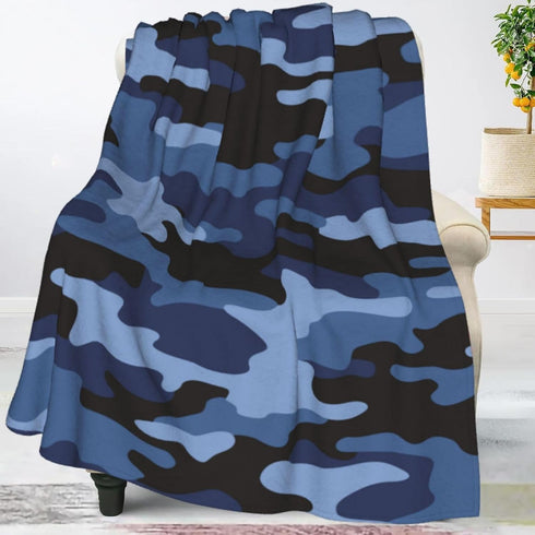 Perinsto 60"X50" Camouflage Blue Throw Blanket Ultra Soft Warm All Season Military Camo Decorative Fleece Blankets