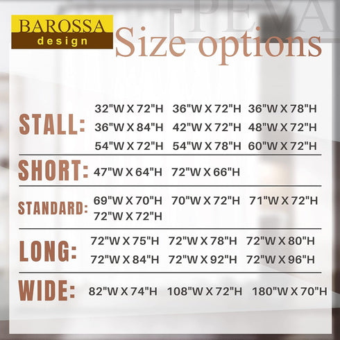 Barossa Design Extra-Long Shower Curtain, 72x84 inches, PEVA Waterproof, Eco-Friendly, Non-Toxic, Clear