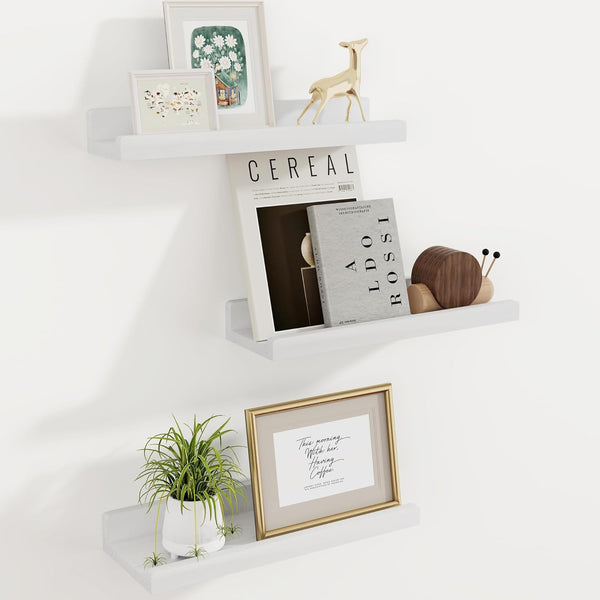 Floating Shelves for Wall, 16 inch Solid Wood Picture Ledge Shelf for