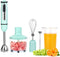 ISILER Immersion Hand Blender, 500-Watt 5-in-1 Stick Blender with 860ml Food Chopper, 600ml Container, Milk Frother,